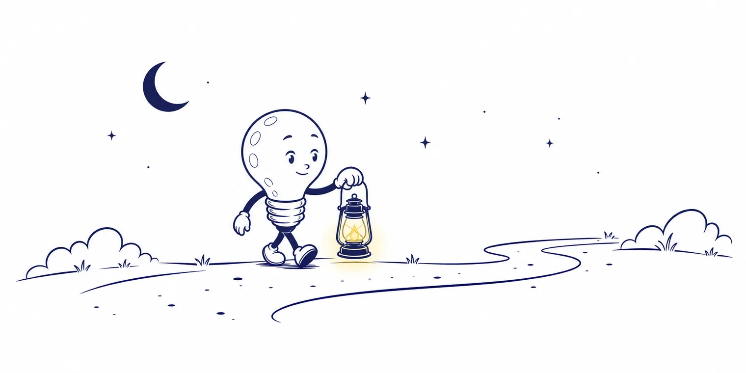 Bulby lighting a path under the night sky